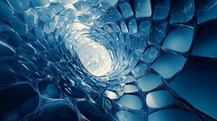 梦幻蓝色晶体隧道景观