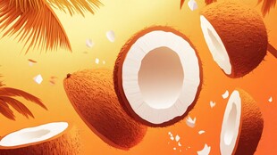 热带风情 飞溅的新鲜椰子