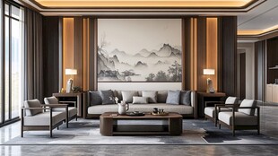 新中式风格豪华客厅空间
