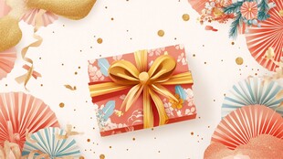 日式风情礼品盒与装饰元素