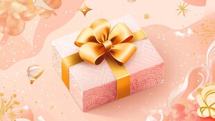 粉色精美礼盒与梦幻装饰