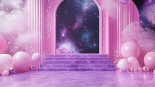 梦幻粉色星空主题浪漫场景