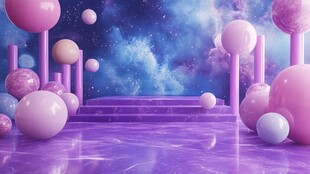 梦幻紫色星球风展示场景