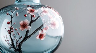 蓝瓶绘红梅 雅致东方韵