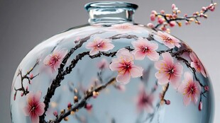 手绘梅花玻璃花瓶赏鉴