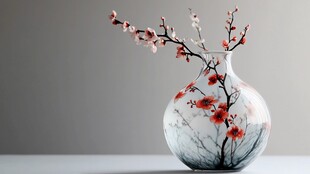 水墨梅花花瓶 雅致中式风情