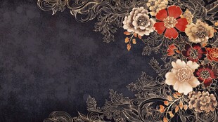 复古花卉边框背景图