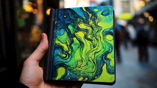 手绘炫彩图案笔记本展示
