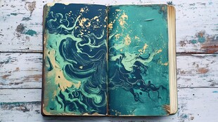 复古风手绘笔记本艺术画面