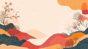 秋日山川写意风景图