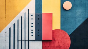 几何色块构成的艺术墙面