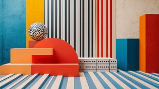 多彩几何元素构成的艺术空间