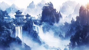 水墨山水间的古典雅致景致