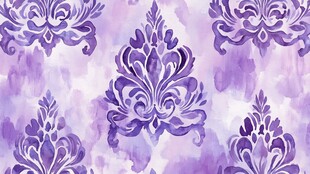 紫色水彩风巴洛克花纹图案