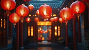 古巷红灯笼营造传统氛围