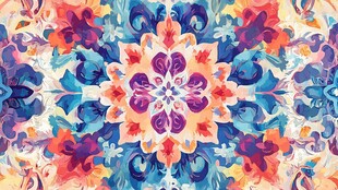 绚丽多彩抽象花卉图案