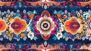 波西米亚风绚丽花纹图案