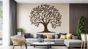 客厅艺术树墙饰设计展示