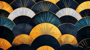日式扇形图案 典雅配色