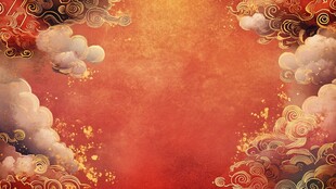中式祥云红底古风背景图