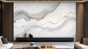 现代轻奢风客厅大理石背景墙