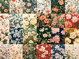 多样花卉图案拼接