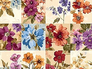 多彩花卉拼贴图案