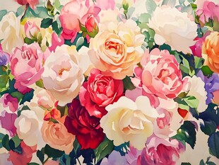 缤纷多彩的玫瑰花卉图景