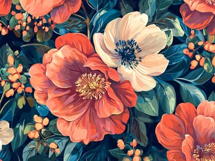 绚丽花卉图案 色彩明艳动人