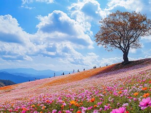 花海孤树 梦幻自然风光