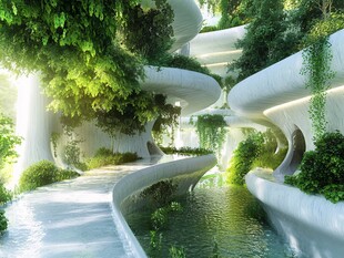 未来感生态建筑景观空间