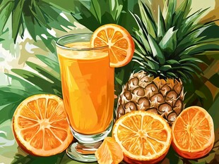 热带果汁与鲜果的清新组合
