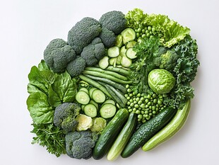 新鲜绿色蔬菜组合摆盘