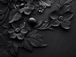 黑色浮雕花卉装饰图案