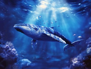 深海蓝鲸畅游梦幻海底世界