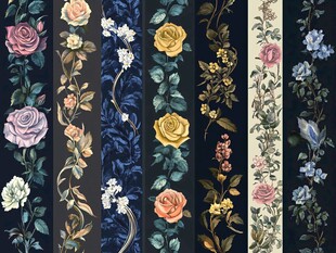 复古花卉条纹图案设计