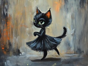 黑猫芭蕾舞者的梦幻瞬间