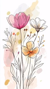 手绘清新花卉插画作品