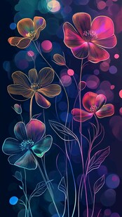 梦幻炫彩花卉插画背景图