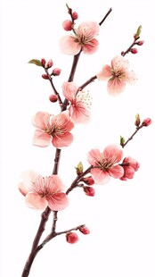 粉色桃花枝特写