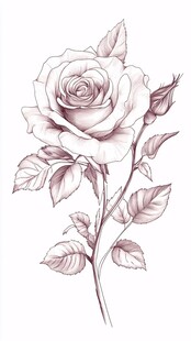 手绘单枝玫瑰插画