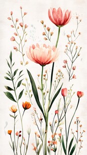 手绘清新花卉插画