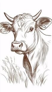 牛的素描肖像