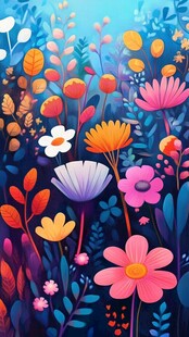 梦幻多彩花卉插画世界