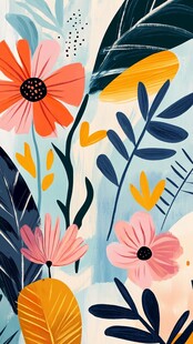 手绘花卉植物装饰插画