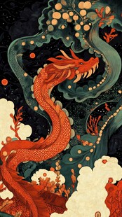 祥龙游弋于奇幻星空之景