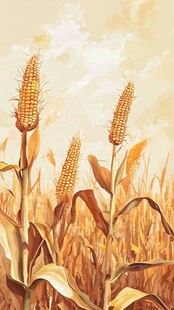 秋日金黄玉米田的丰收景象