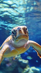 海龟水中游的灵动瞬间