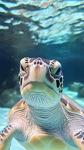 海龟在水中的特写瞬间