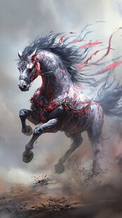 血鬃烈马奔腾图